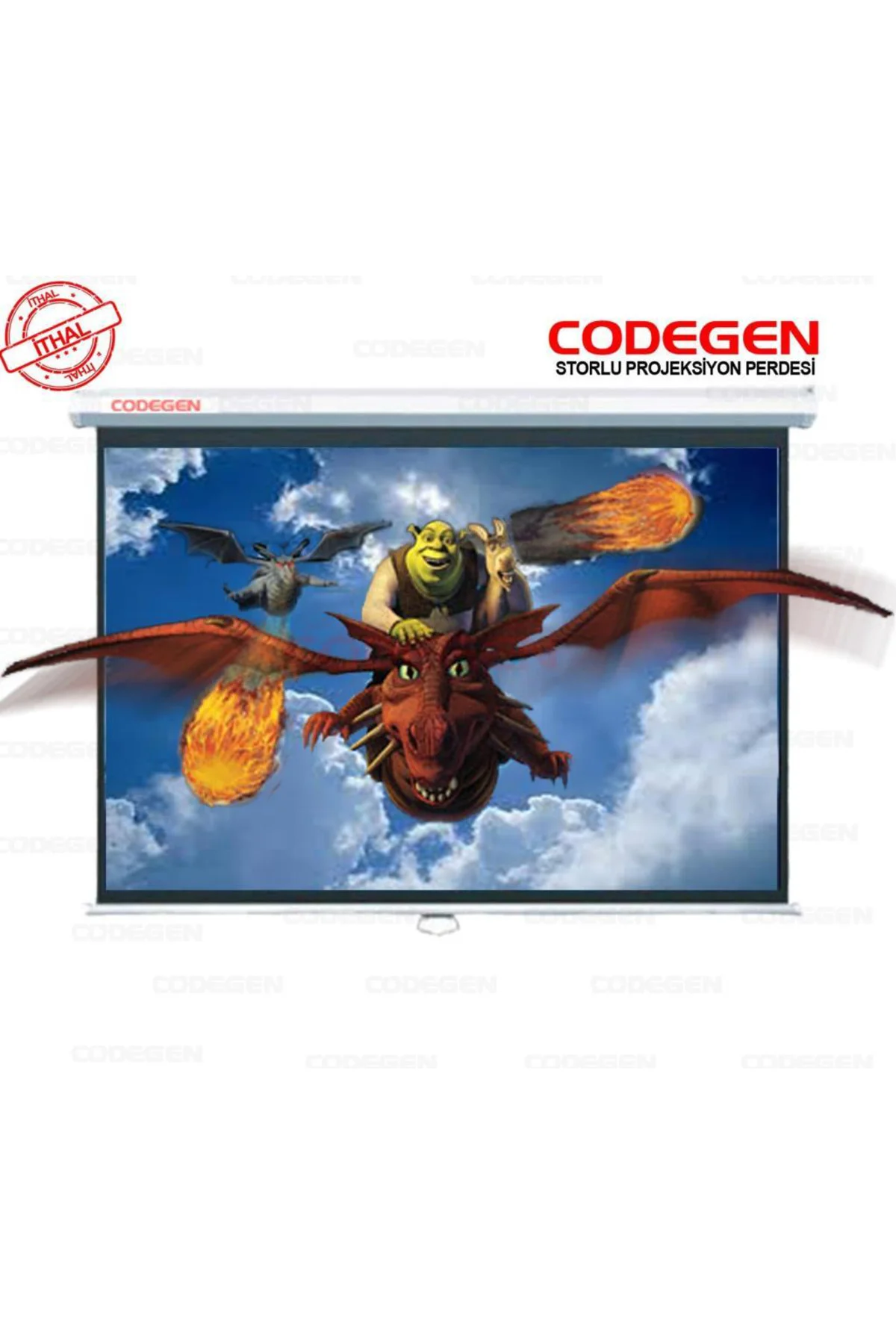 Codegen AX-20 STORLU PROJEKSİYON PERDESİ 200x200 (Arkası Siyah Fonlu - Duvar/Tavan Asılabilir)