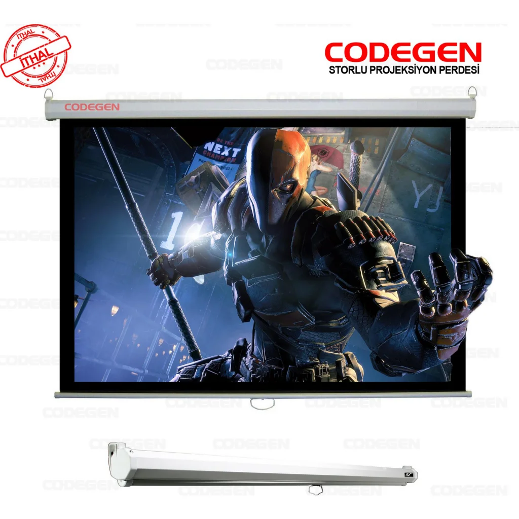 Codegen AX-24 Storu Projeksiyon Perdesi 240x200 Siyah Fonlu Tavan Asılabilir