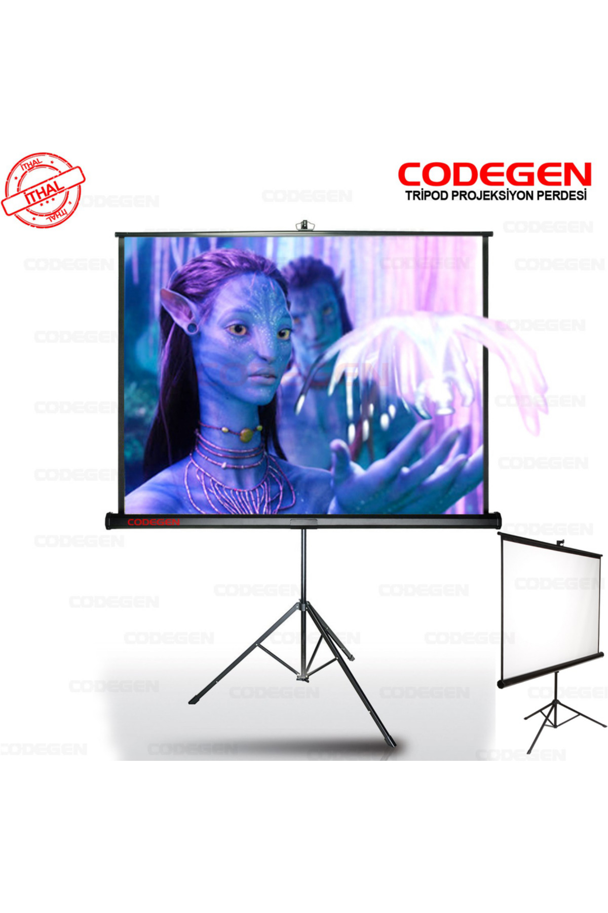 Codegen TX-18 TRIPOD PROJEKSİYON PERDESİ 180X180 (Arkası Siyah Fo