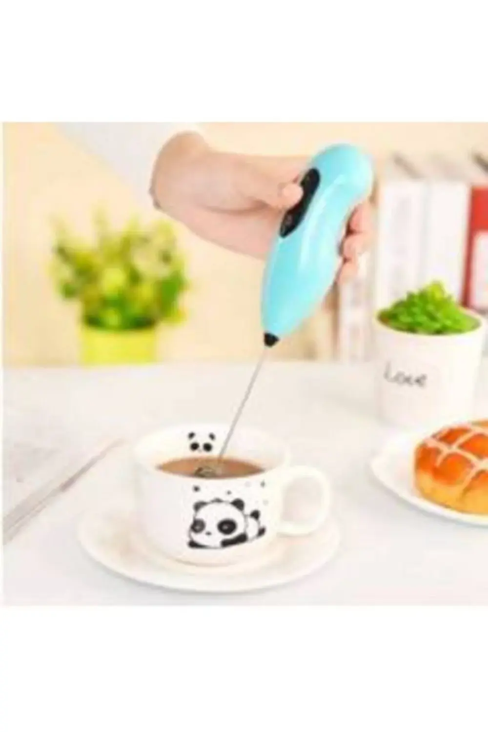 Coffe Whisk Pilli Metal Çırpıcı Mini Mixer Kahve/Süt Köpürtücü