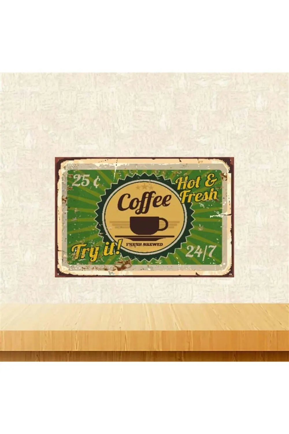 Coffee Retro Ahşap Poster 20-30 cm Tkfx3989