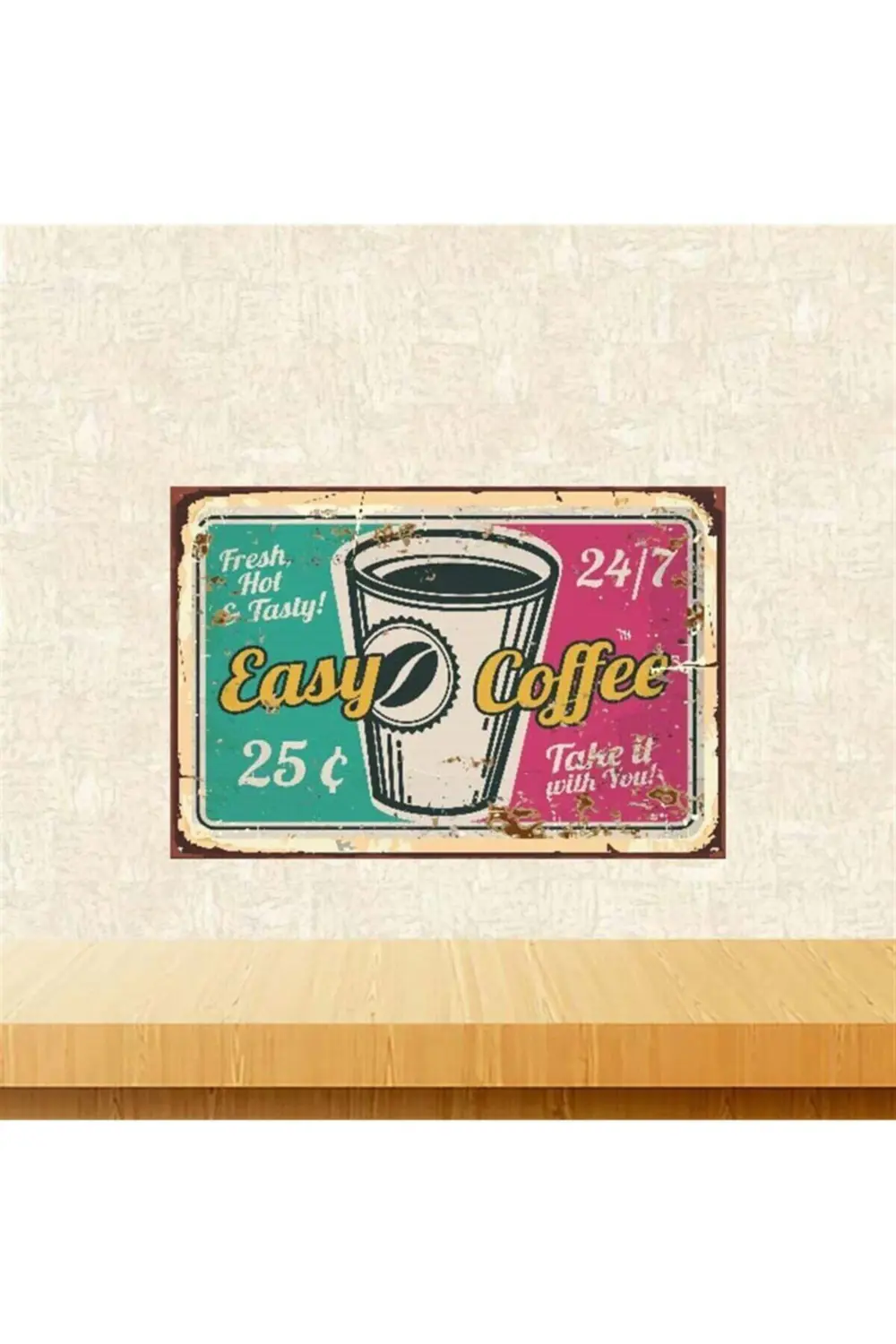 Coffee Retro Ahşap Poster 20x30 cm Tkfx3990