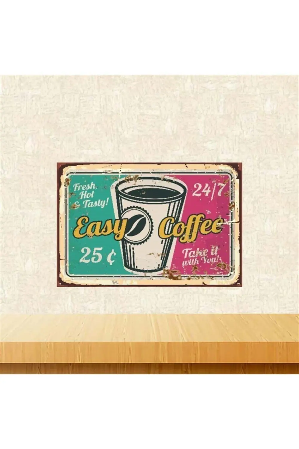 Coffee Retro Ahşap Poster 20x30 Cm Tkfx3990