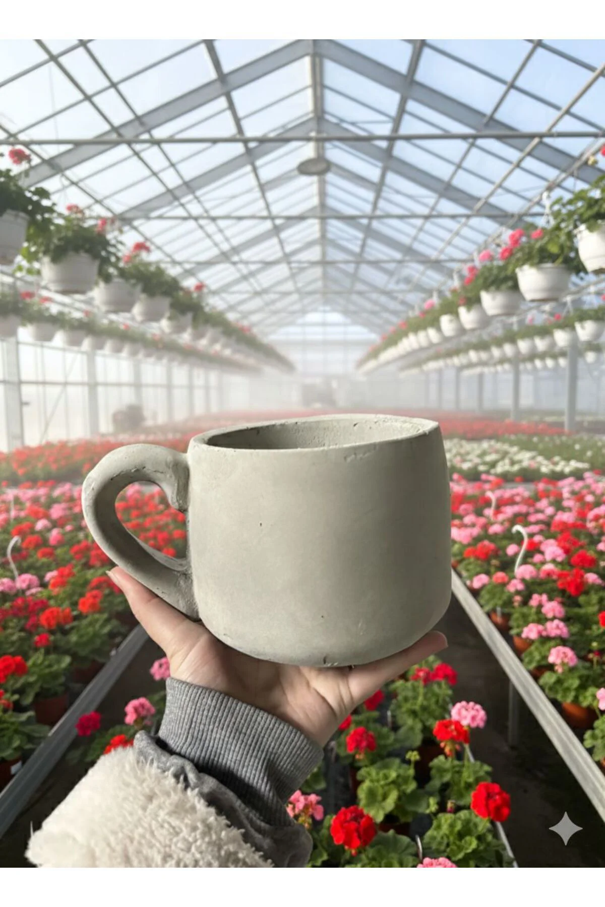 ''coffeelover'' serisi kulplu beton saksı