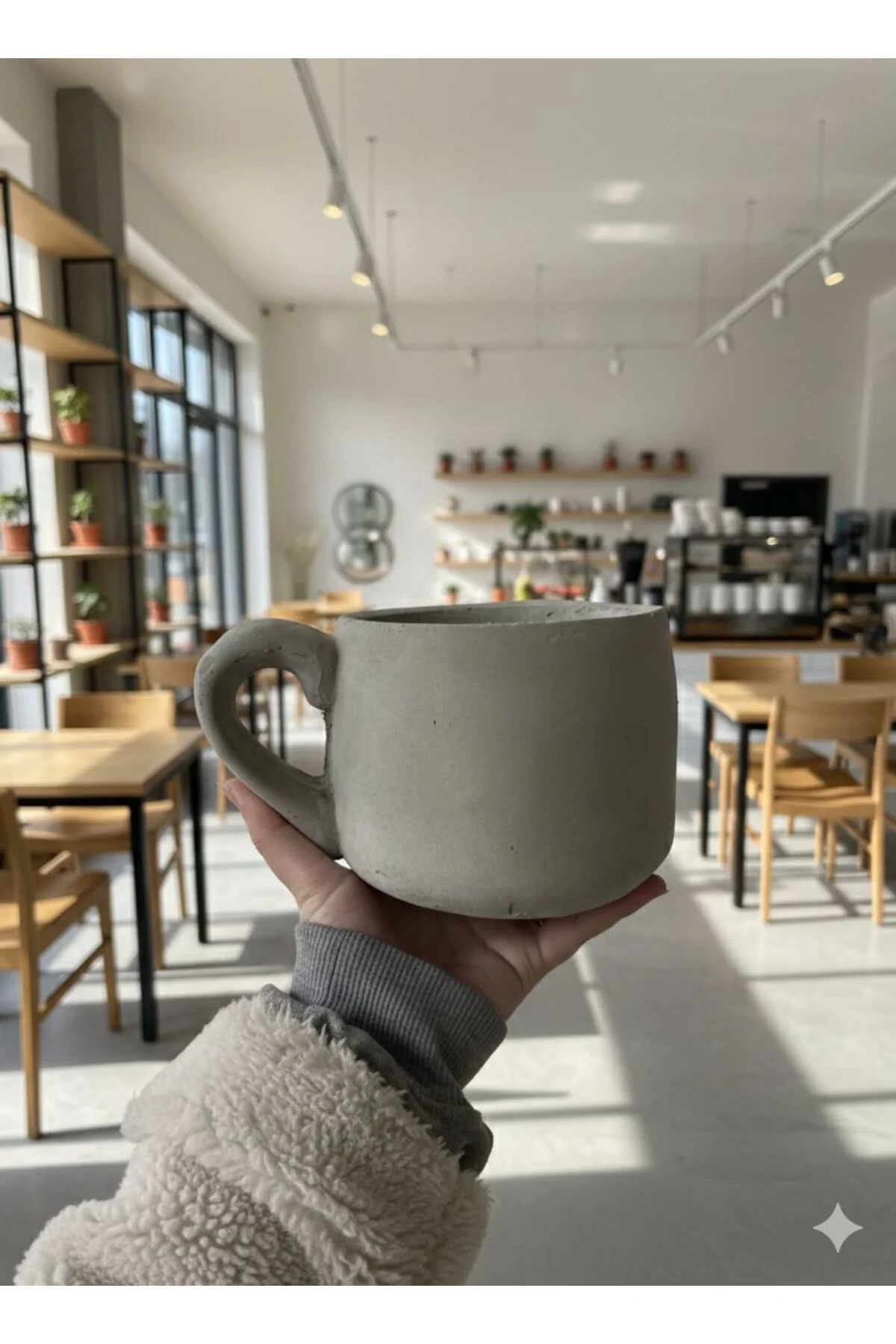 ''coffeelover'' serisi kulplu beton saksı