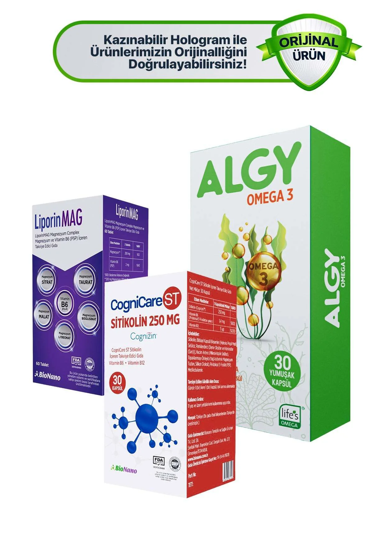 COGNICARE ST ve LİPORİNMAG MAGNEZYUM COMPLEX ve OMEGA 3