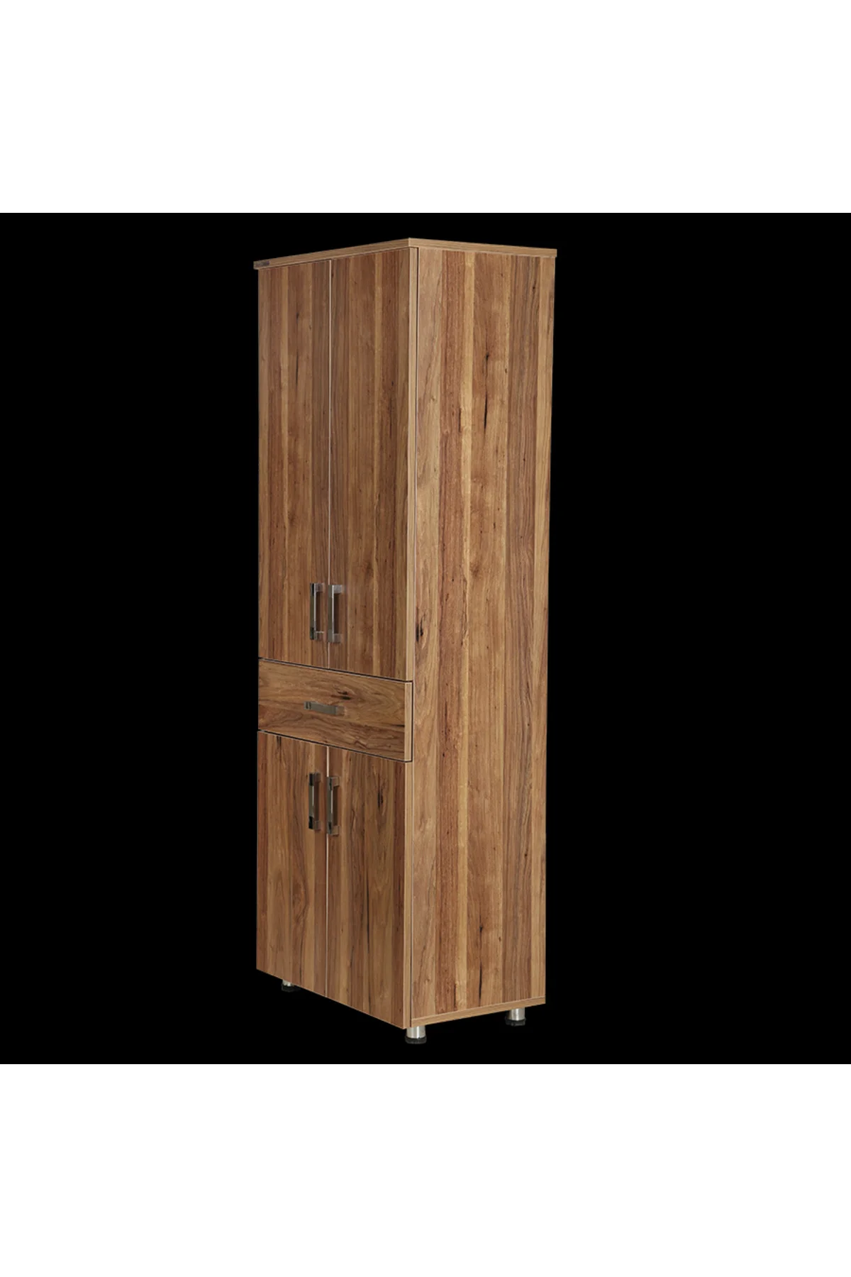 Çok Amaç 12688 Dolap 180 Model Hard Parlak CEVİZ Suntalem 4Raf 1Çekmec El Yapım - Görsel 4