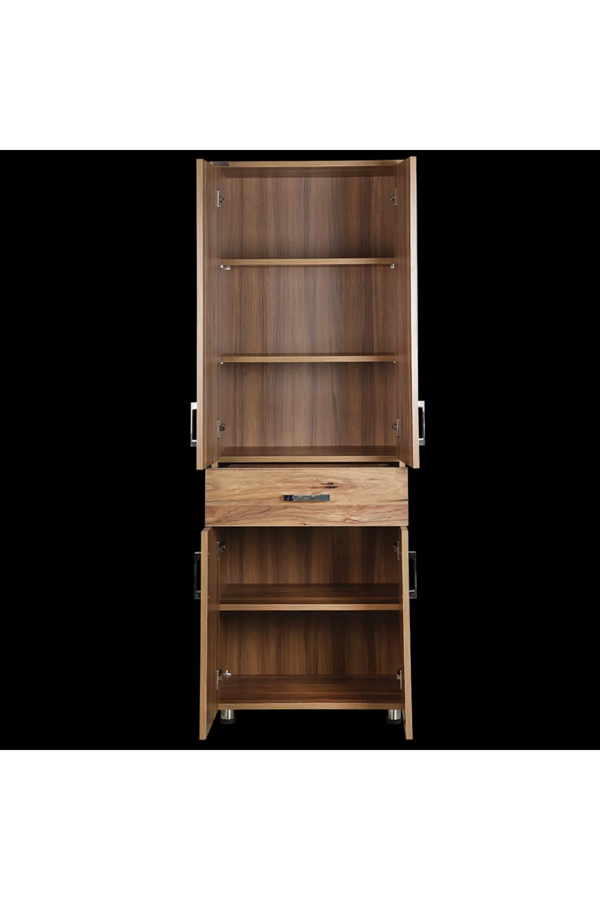 Çok Amaç 12688 Dolap 180 Model Hard Parlak CEVİZ Suntalem 4Raf 1Çekmec El Yapım - Görsel 2