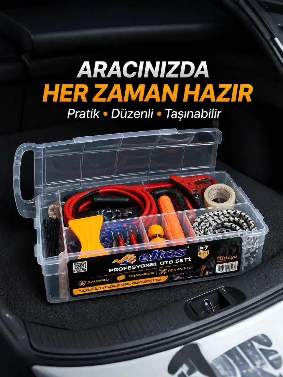 Çok Amaçlı 27 Parça Araç Acil Durum Ekipman Seti Düzenli Taşıma Kutulu Fiyatı, Yorumları ve Özellikleri