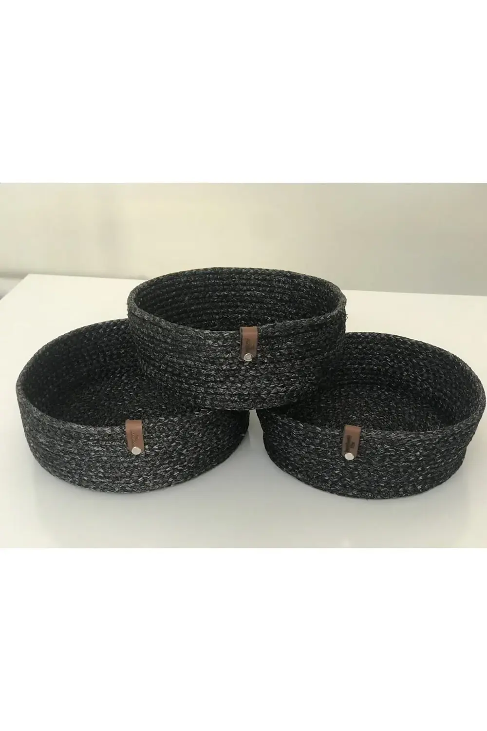 Çok Amaçlı 3lü Sepet, Jüt Ip Örme Sepet, Dekoratif Sepet Set, Has