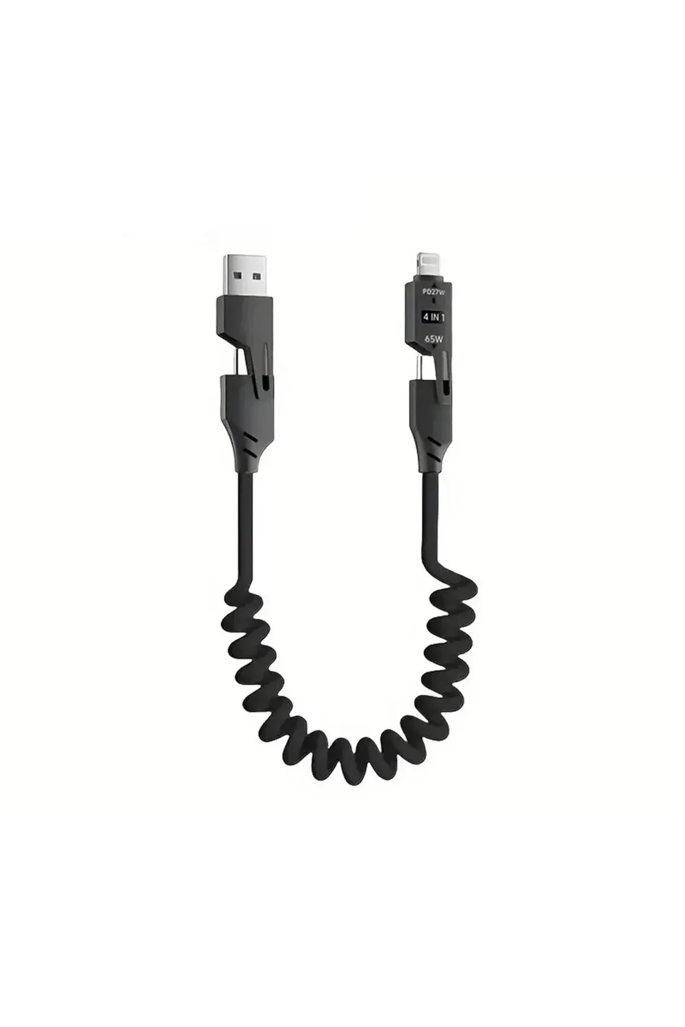 Çok Amaçlı 65W Spiral Kablo | iPhone, Android ve Type-C Uyumlu |