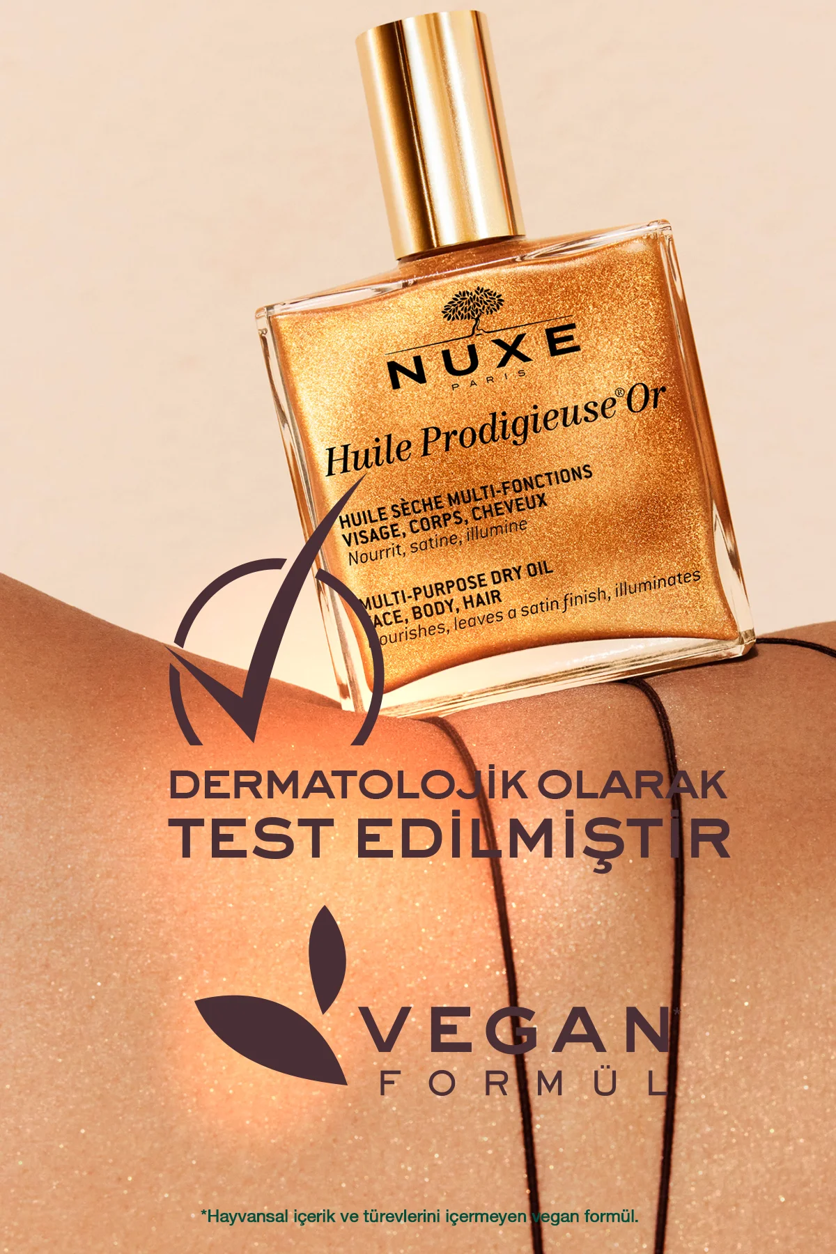 Çok Amaçlı Altın Parıltılı Kuru Yağ (Yüz, Vücut, Saç) 50 ML