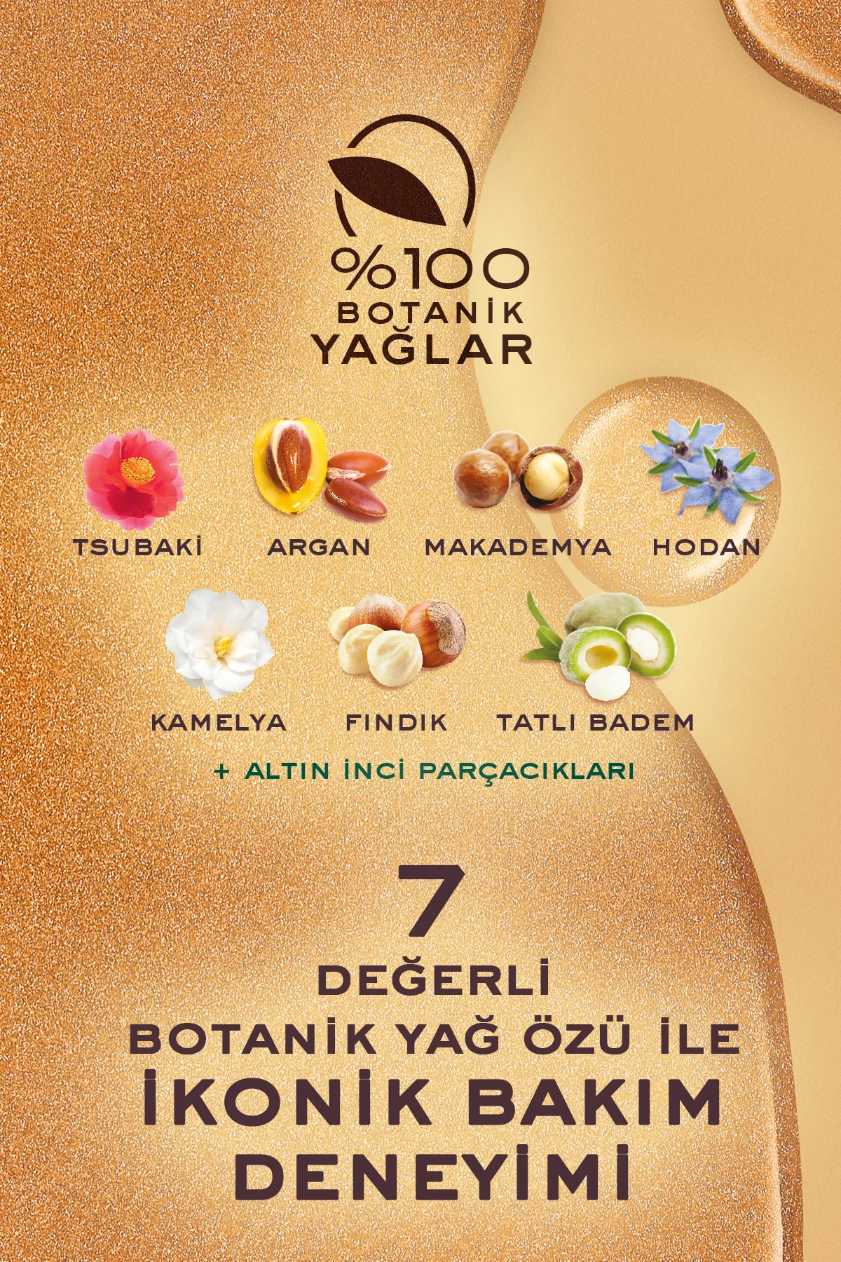 Çok Amaçlı Altın Parıltılı Kuru Yağ (Yüz, Vücut, Saç) 50 ML