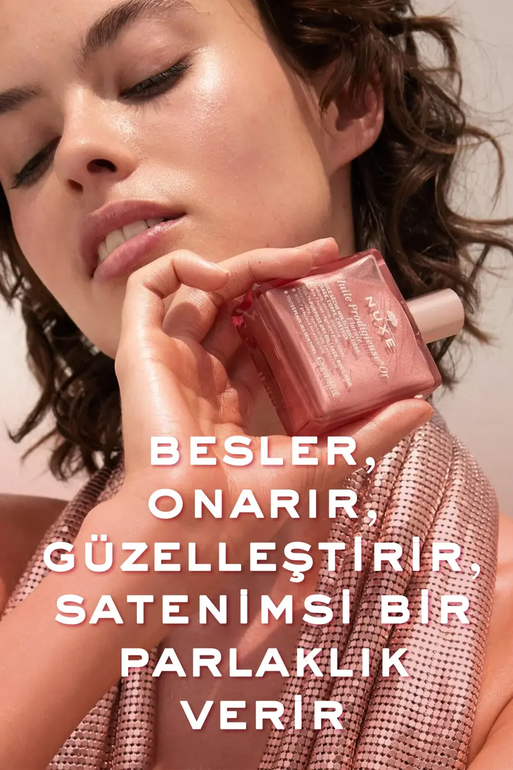 Çok Amaçlı Altın Parıltılı Çiçeksi Kuru Yağ (Yüz, Vücut, Saç) 50