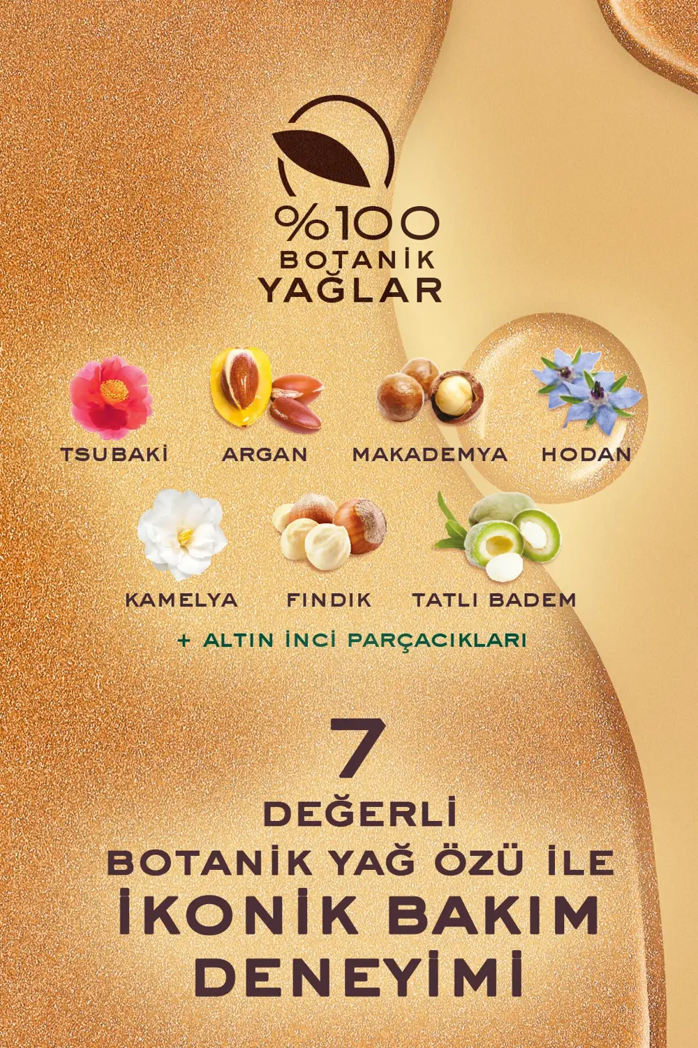 Çok Amaçlı Altın Parıltılı Kuru Yağ (Yüz, Vücut, Saç) 50 ml