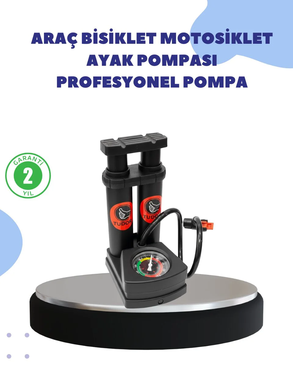Çok Amaçlı Ayaklı Lastik Pompası - Bisiklet, Motosiklet ve Spor İçin Yüksek Hassasiyetli