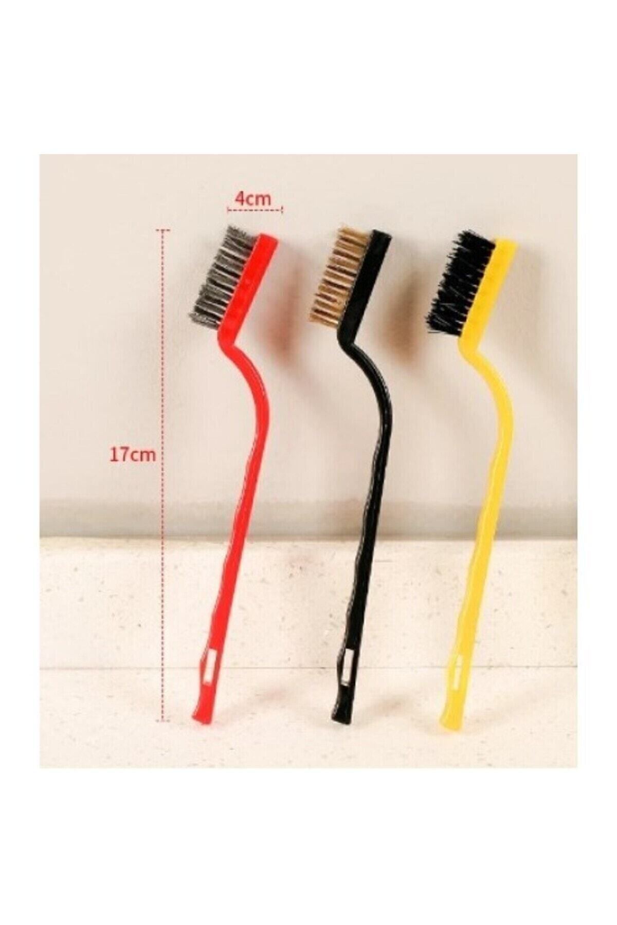 Çok Amaçlı Bakır Demir Ve Sert Plastik 3'lü Set Fırça Detaylı Fır