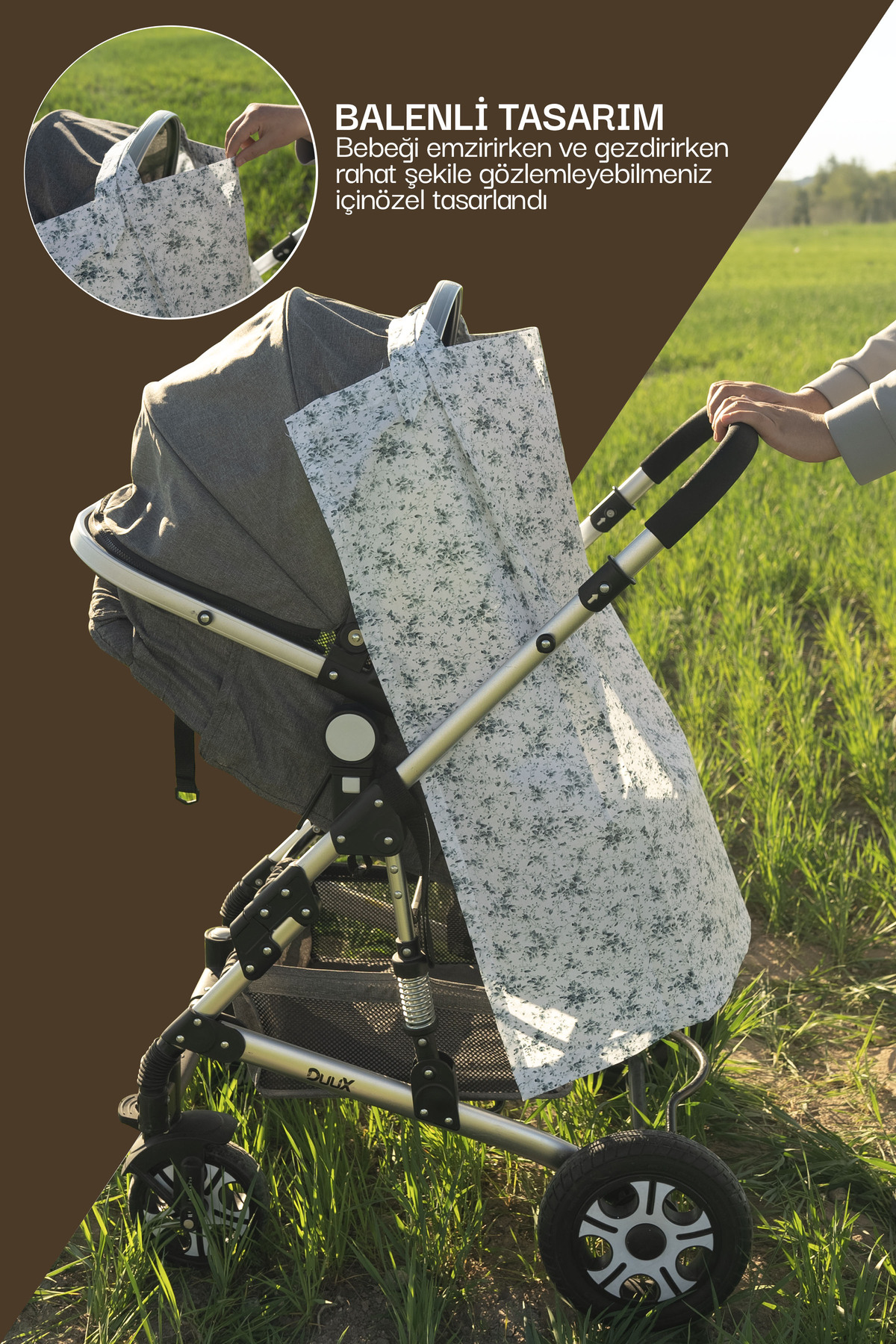 Mordesign Çok Amaçlı Bebek Emzirme Örtüsü/Önlüğü; Puset, Bebek Arabası Örtü