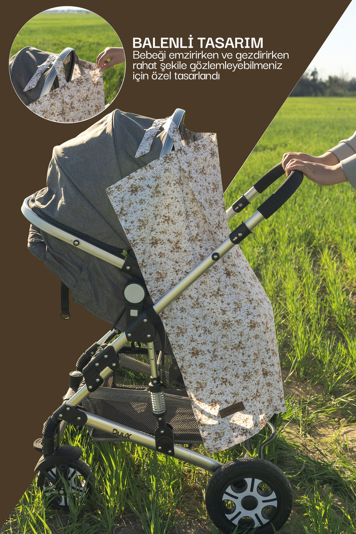 Mordesign Çok Amaçlı Bebek Emzirme Örtüsü/Önlüğü; Puset, Bebek Arabası Örtü