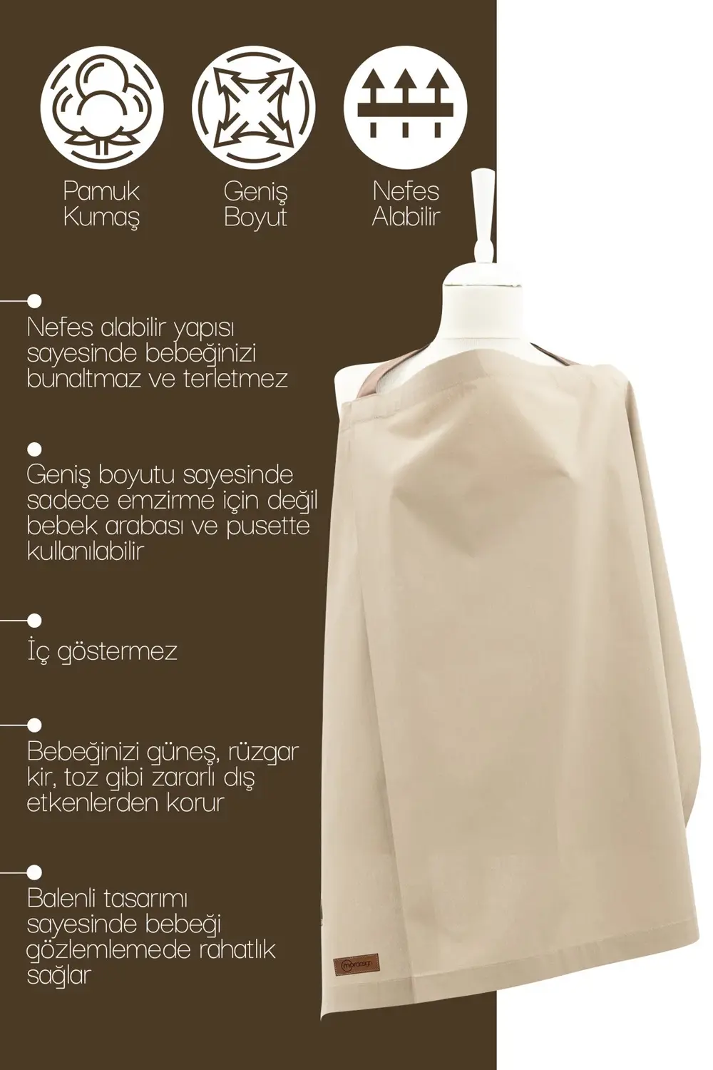 Mordesign Çok Amaçlı Bebek Emzirme Örtüsü/Önlüğü; Puset, Bebek Arabası Örtü