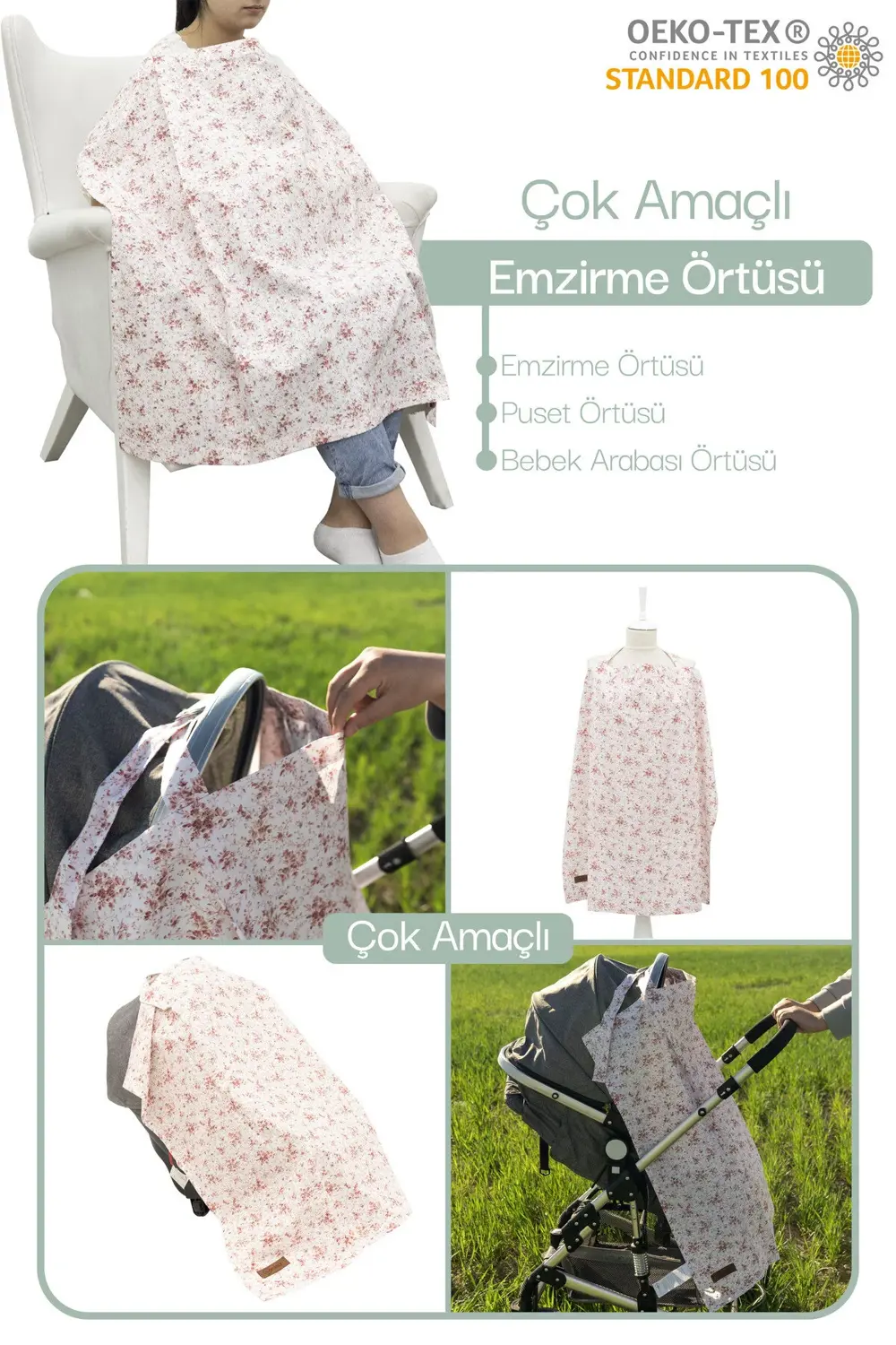 Çok Amaçlı Bebek Emzirme Örtüsü/Önlüğü; Puset, Bebek arabası örtü