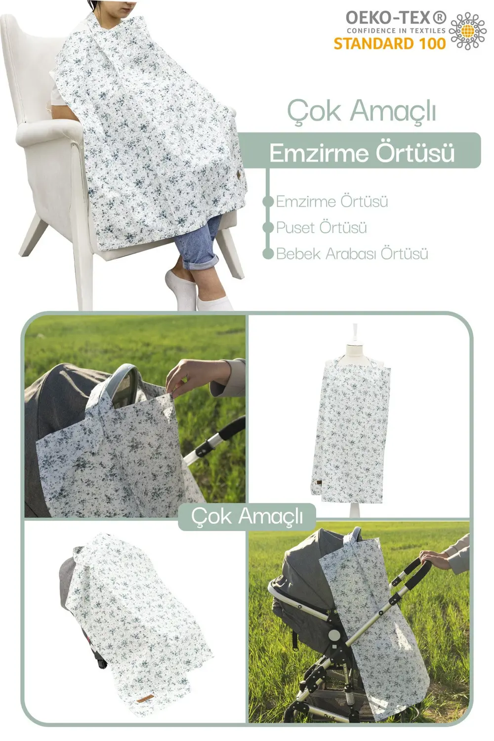 Çok Amaçlı Bebek Emzirme Örtüsü/Önlüğü; Puset, Bebek arabası örtü
