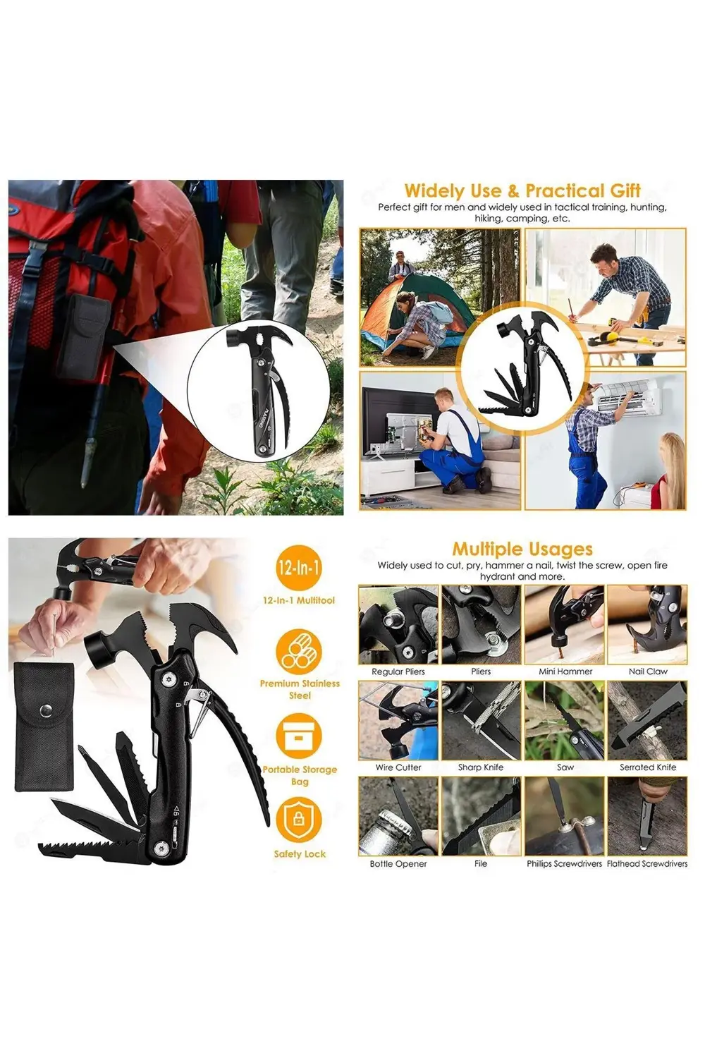 Çok Amaçlı Çakı, Multi Tool, Çok Amaçlı Pense--Stainless Steel an