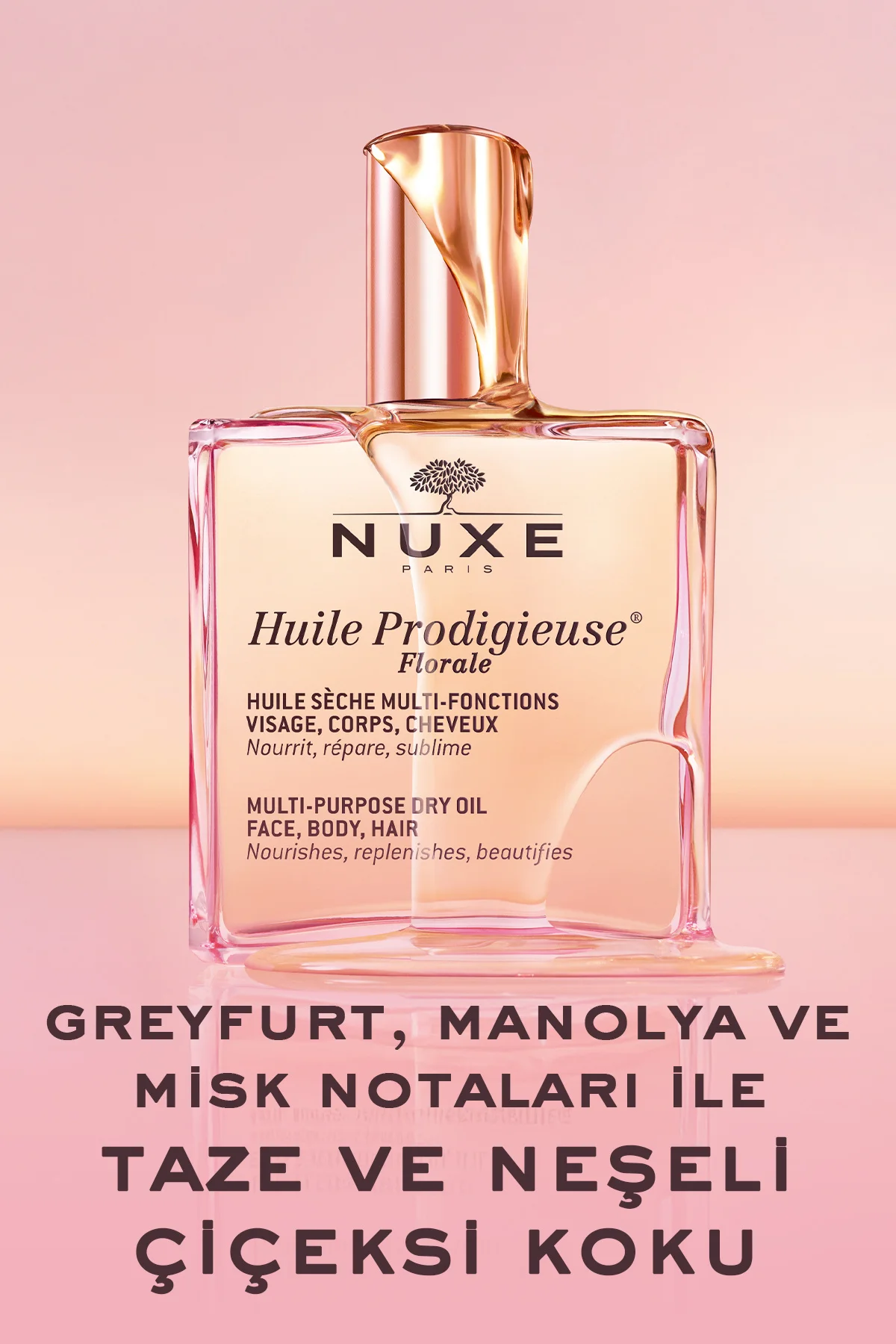Çok Amaçlı Çiçek Kokulu Kuru Yağ (Yüz, Vücut, Saç) 100 ml