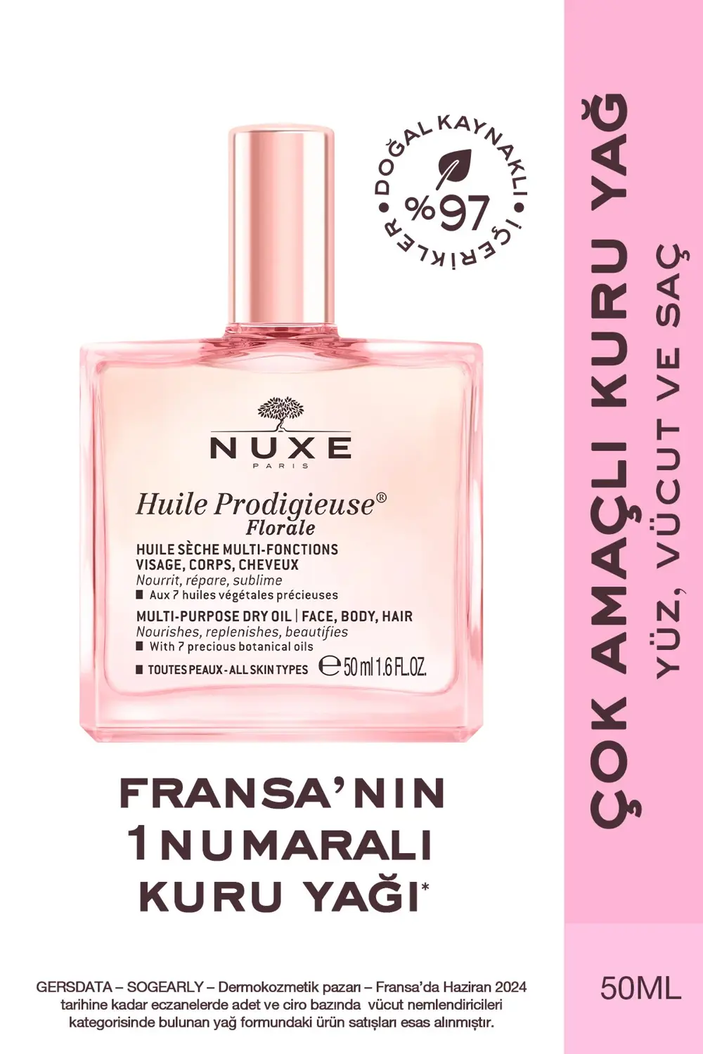 Çok Amaçlı Çiçek Kokulu Kuru Yağ (Yüz, Vücut, Saç) 50 ml