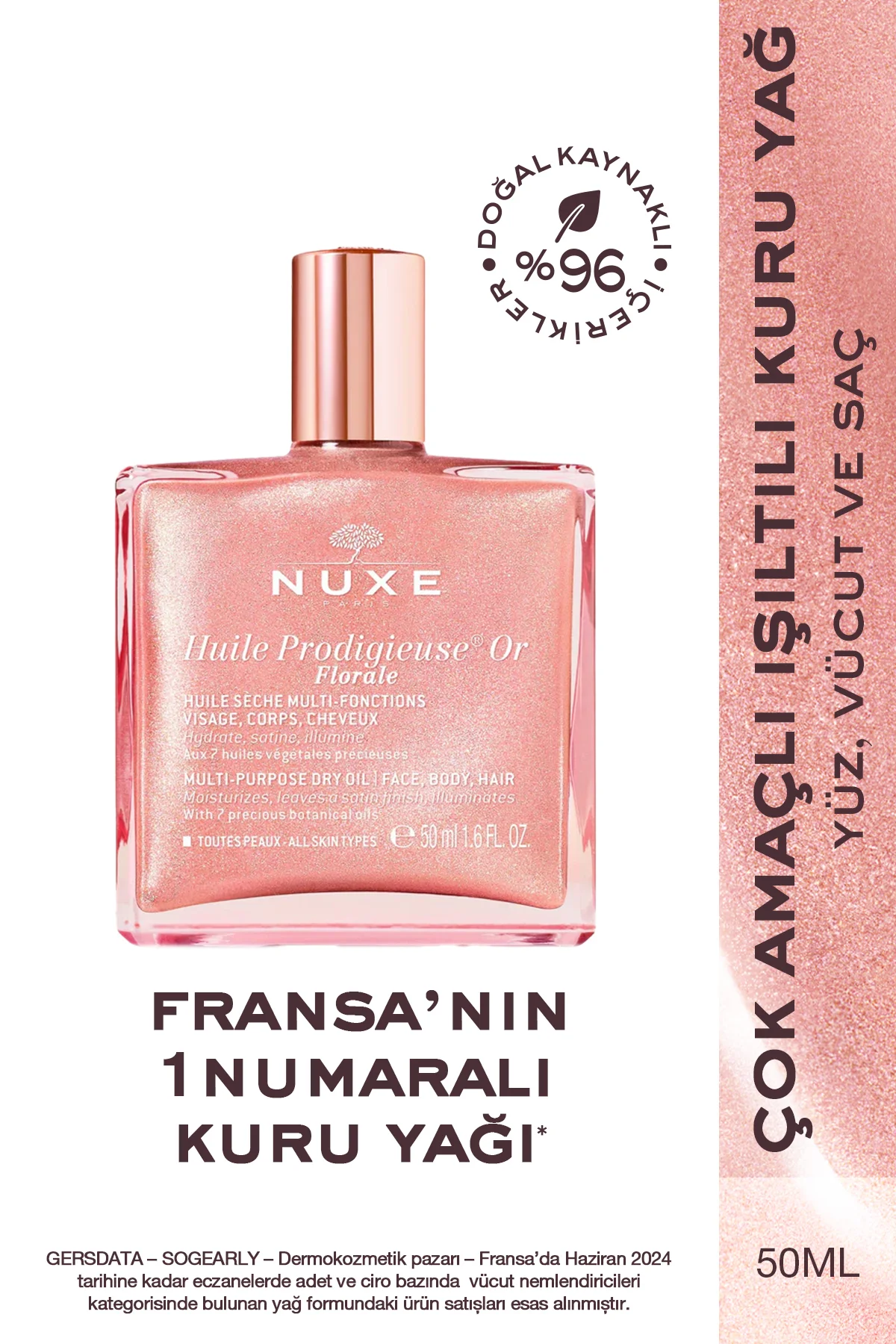 Çok Amaçlı Çiçeksi Işıltılı Kuru Yağ 50 ML