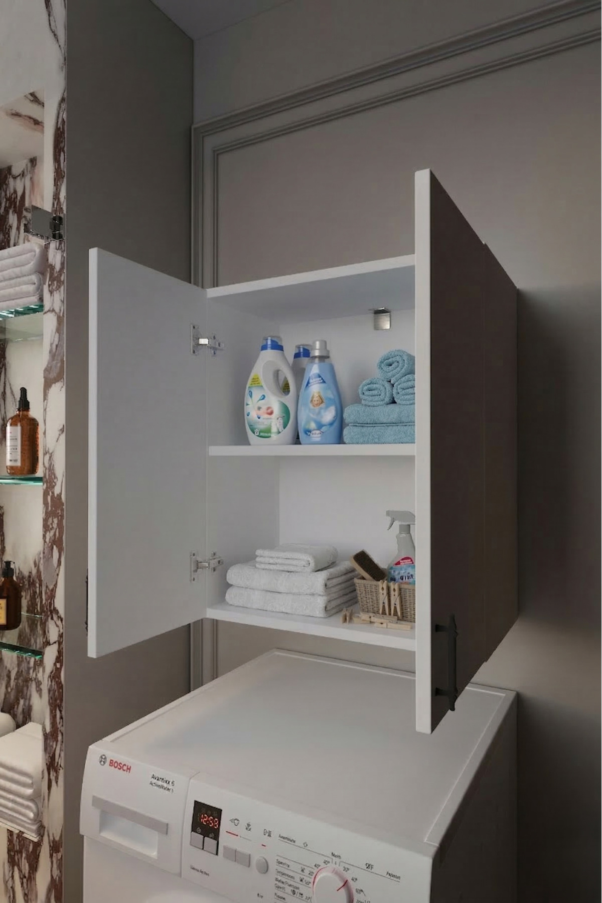 Çok Amaçlı Çift Kapaklı Makine Üstü Dolap