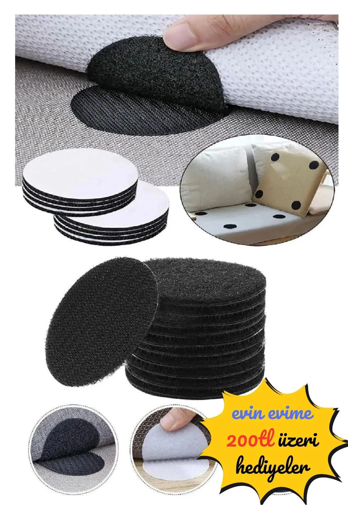 Çok Amaçlı Cırt Bant Seti Yapışkanlı Halı Kaydırmaz 10 Adet