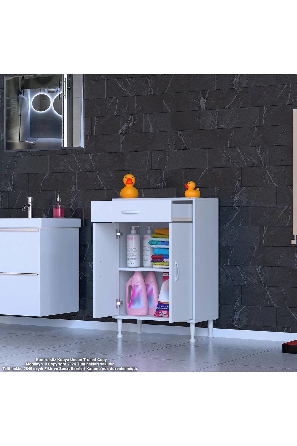 Çok Amaçlı Dolap 55 x 88 x 32,5 cm Çekmeceli 2 Kapaklı Mutfak Dol