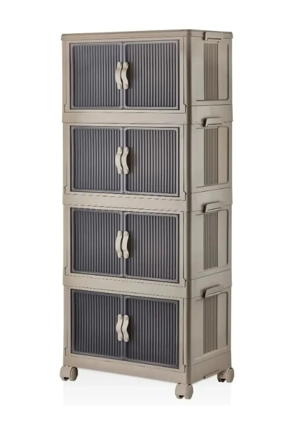 Çok Amaçlı Dolap Portatif Taşınabilir Katlanır Tekerlekli 4 Katlı