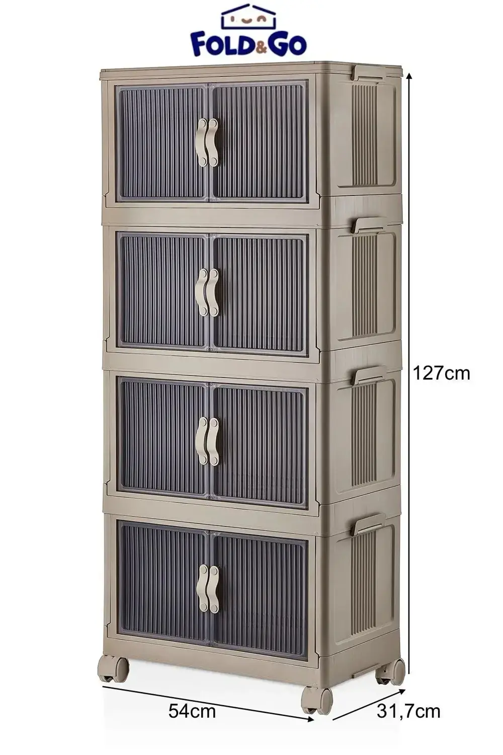 Çok Amaçlı Dolap Portatif Taşınabilir Katlanır Tekerlekli 4 Katlı