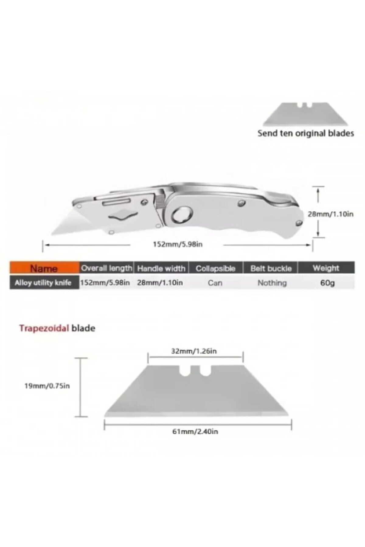 Çok Amaçlı Halı Maket Bıçağı Alçıpan Falçata Katlanabilir Maket B