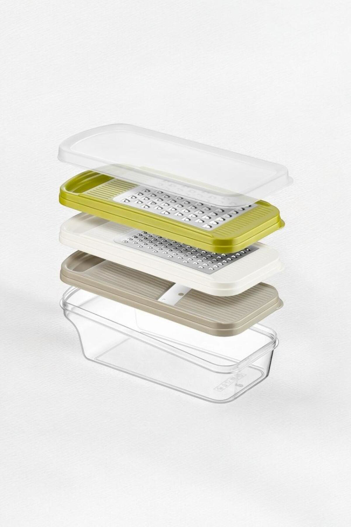 Çok Amaçlı Hazneli Paslanmaz Çelik Rende Seti