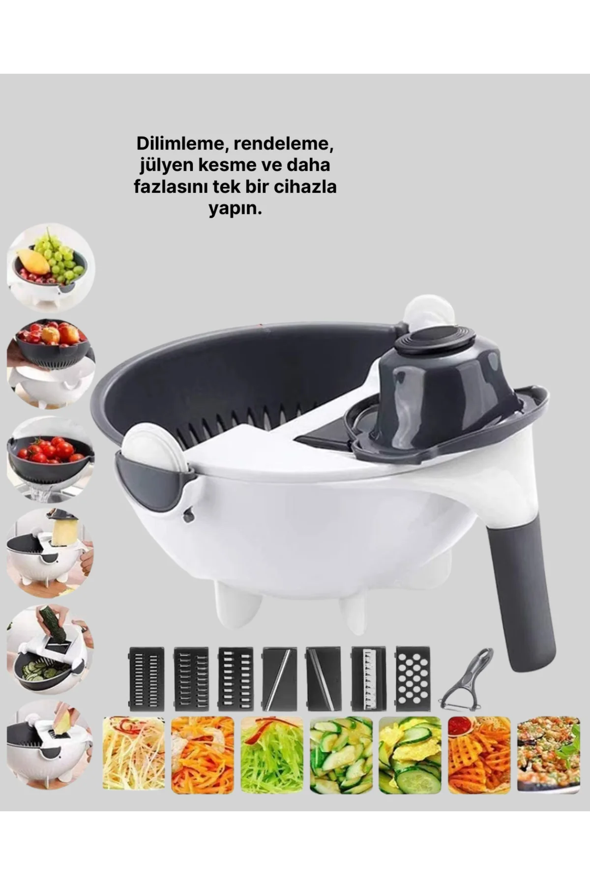 Çok Amaçlı Hazneli Sebze Rende Doğrayıcı ve Soyucu - Lisinya