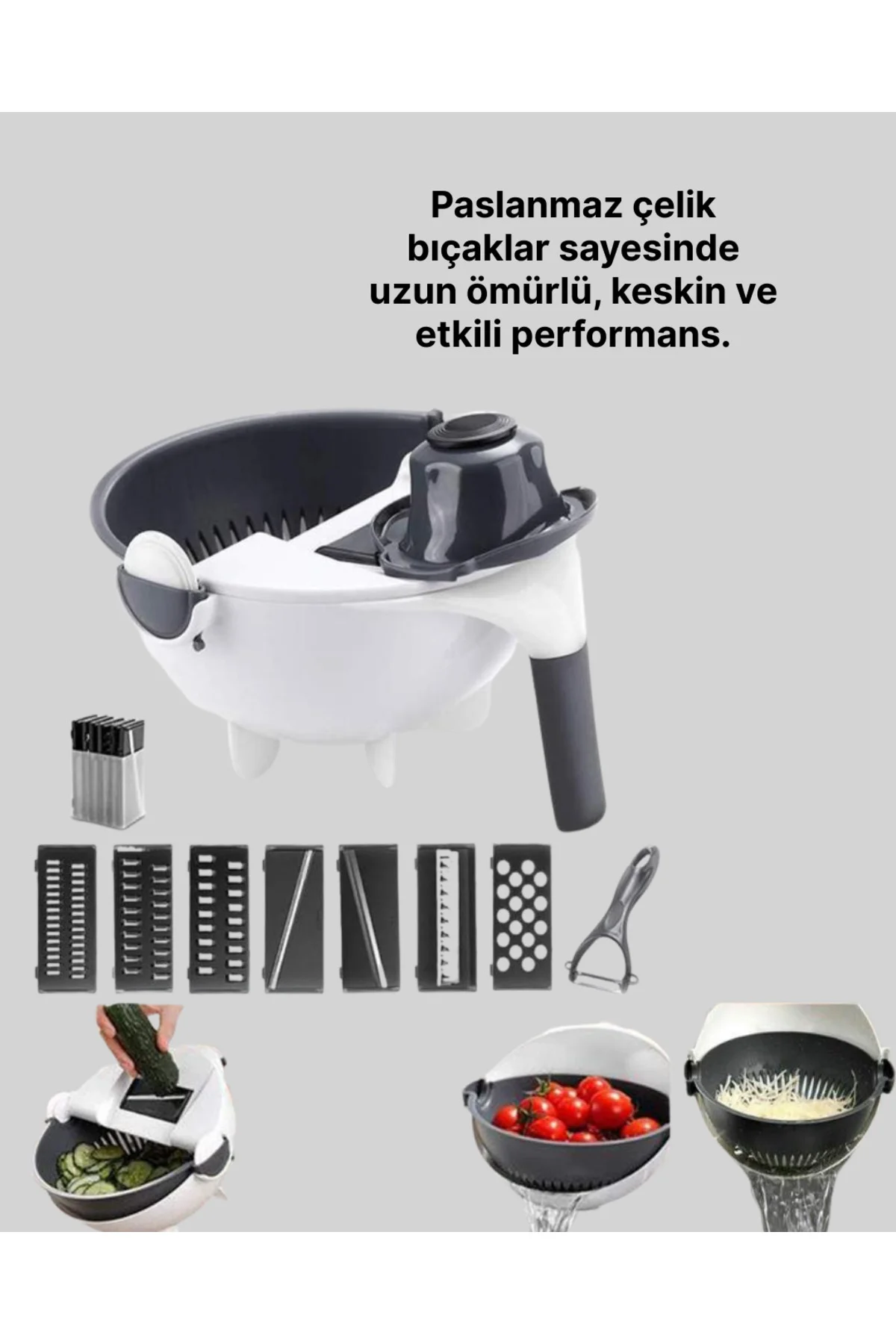 Çok Amaçlı Hazneli Sebze Rende Doğrayıcı ve Soyucu - Lisinya