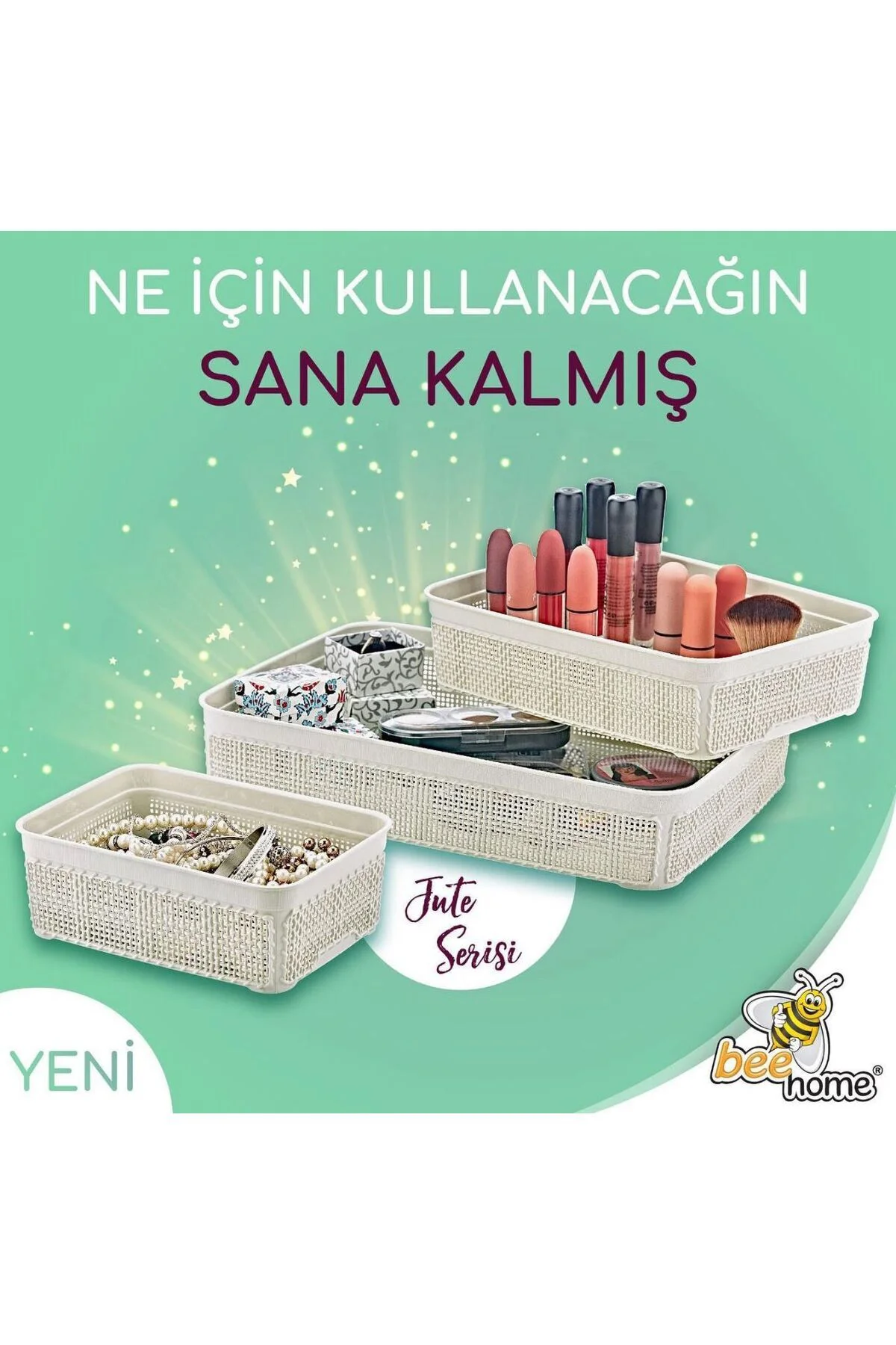 Çok Amaçlı Jute Üçlü Sepet Çok Amaçlı Jute Üçlü Sepet