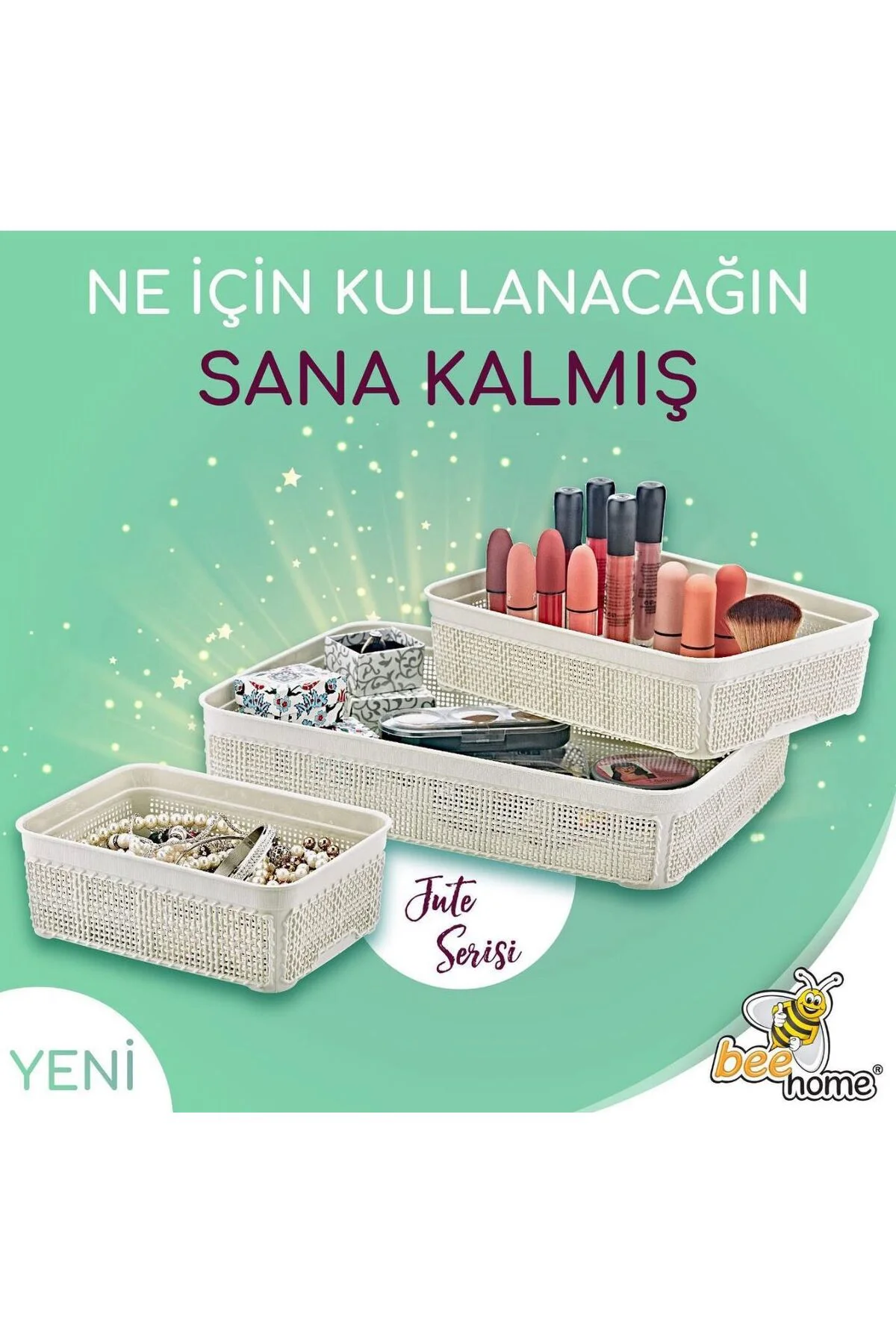 Çok Amaçlı Jute Üçlü Sepet