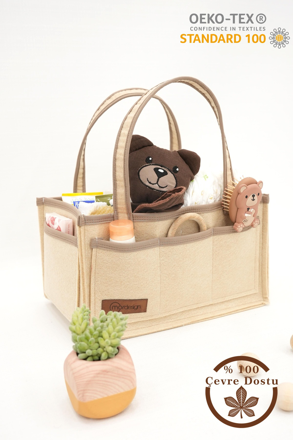 Mordesign Çok Amaçlı Kalın Keçe Anne Bebek Bakım Çantası, Dolap İçi Organiz