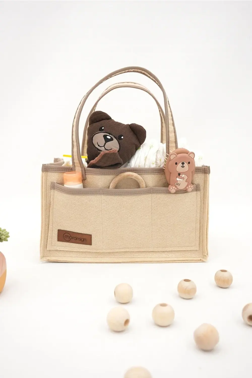 Çok Amaçlı Kalın Keçe Anne Bebek Bakım Çantası, Dolap İçi Organiz