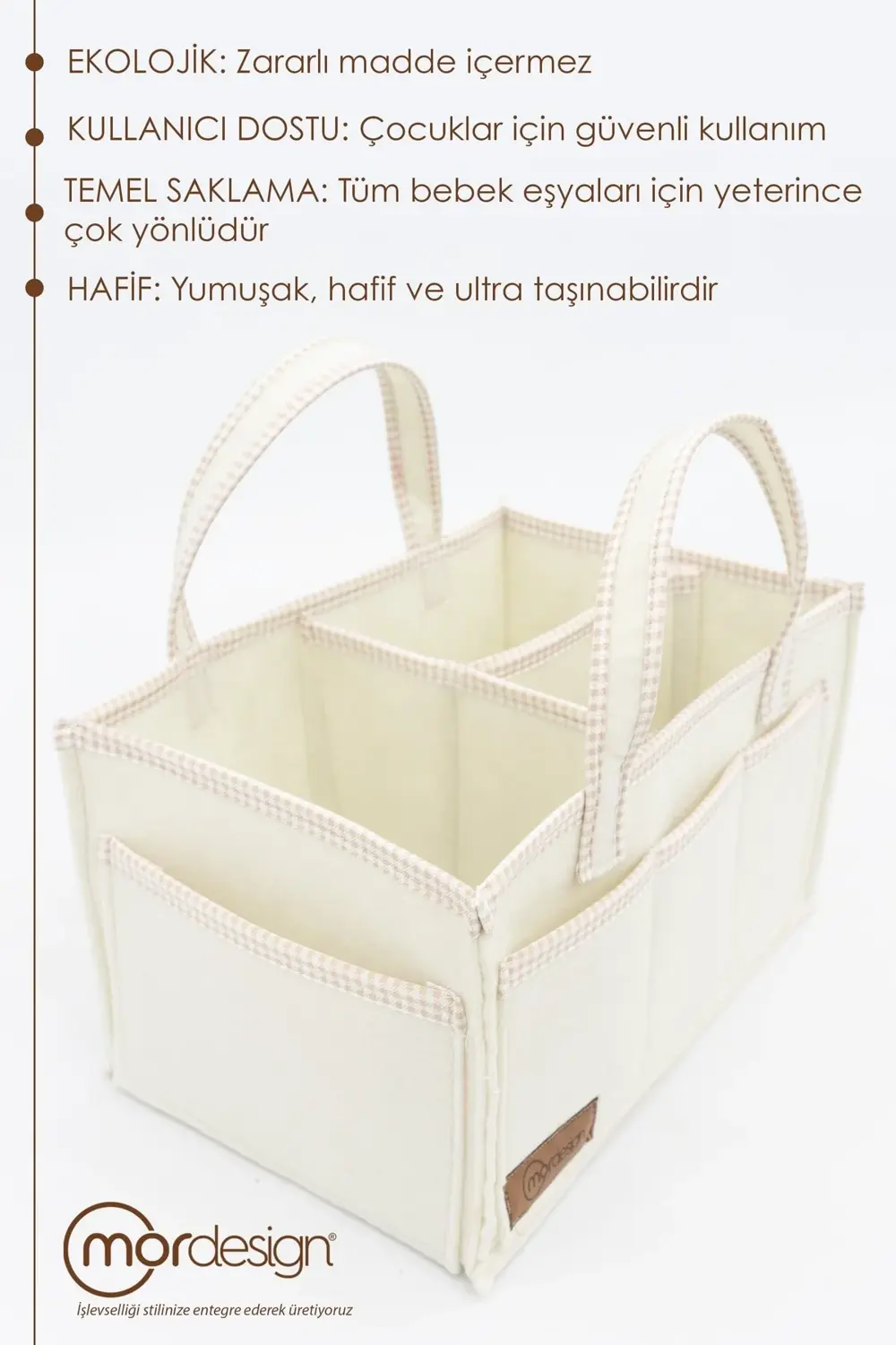 Çok Amaçlı Kalın Keçe Anne Bebek Bakım Çantası, Dolap İçi Organiz