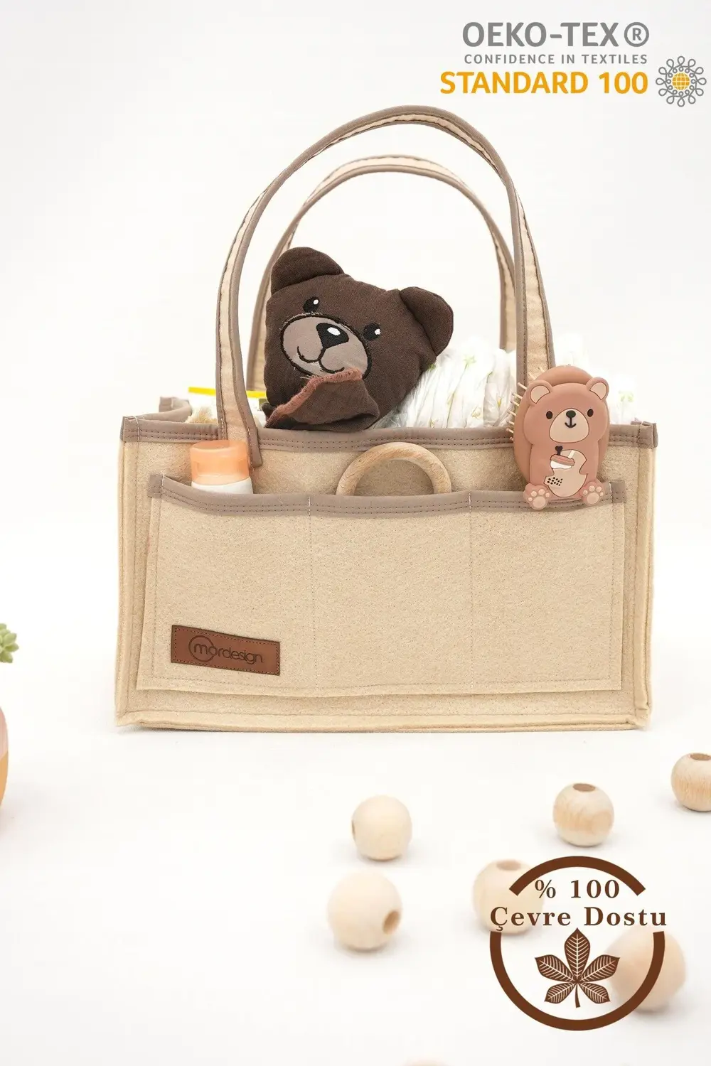 Çok Amaçlı Kalın Keçe Anne Bebek Bakım Çantası, Dolap İçi Organiz