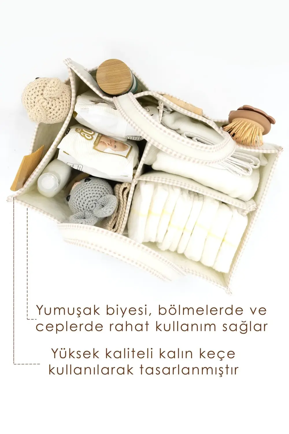 Çok Amaçlı Kalın Keçe Anne Bebek Bakım Çantası, Dolap İçi Organiz