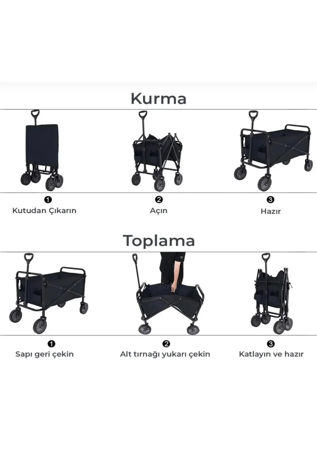 Çok Amaçlı Katlanabilir Kamp Arabası Bahçe Alışveriş Taşıma Vagonu