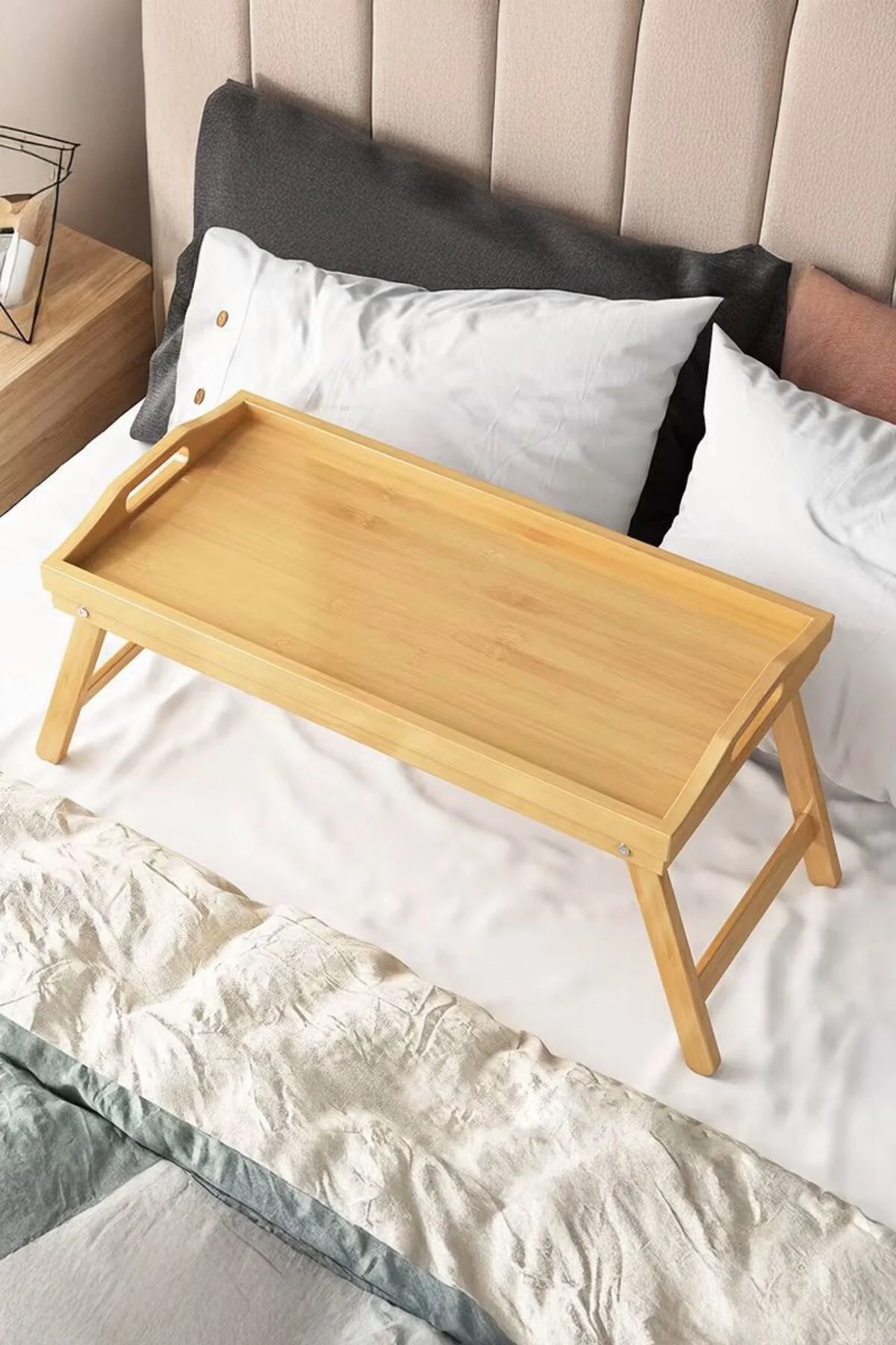 Çok Amaçlı Katlanır Bambu Tepsi ve Masa