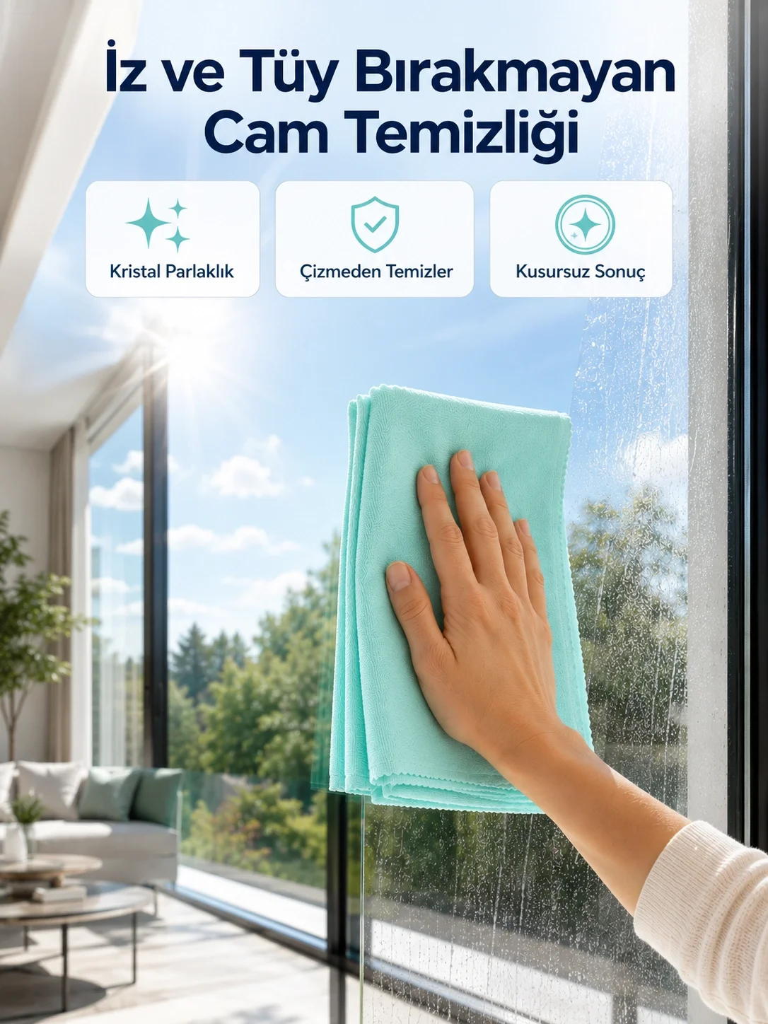 Çok Amaçlı Mikrofiber Cam Bezi Cam Ayna Duşakabin ve Parlak Yüzey Temizlik Bezi Çok Amaçlı Mikrofiber Cam Bezi Cam Ayna Duşakabin ve Parlak Yüzey Temizlik Bezi