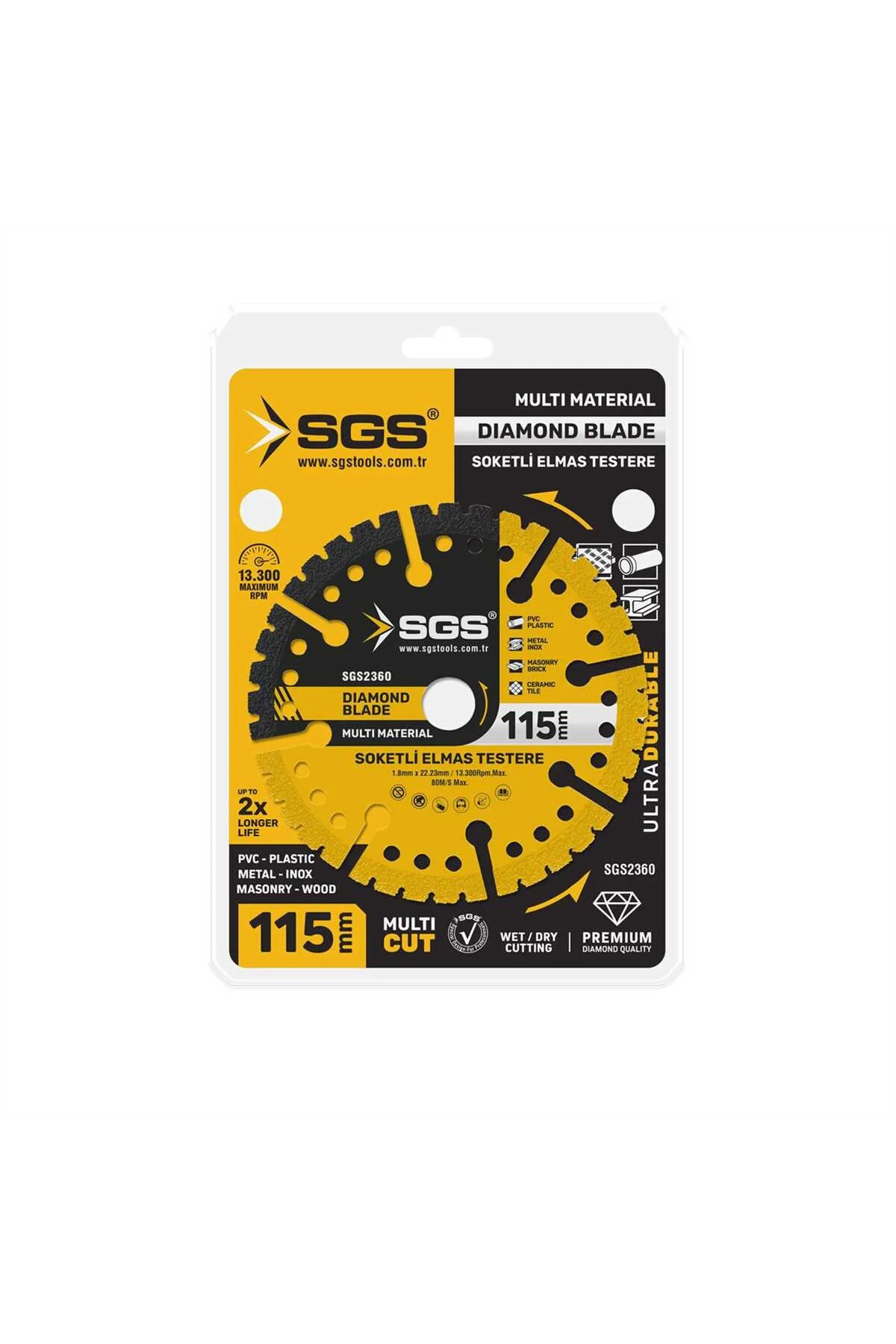 ÇOK AMAÇLI MULTI-MATERIAL ELMAS KESME DİSKİ 115 MM SGS2360